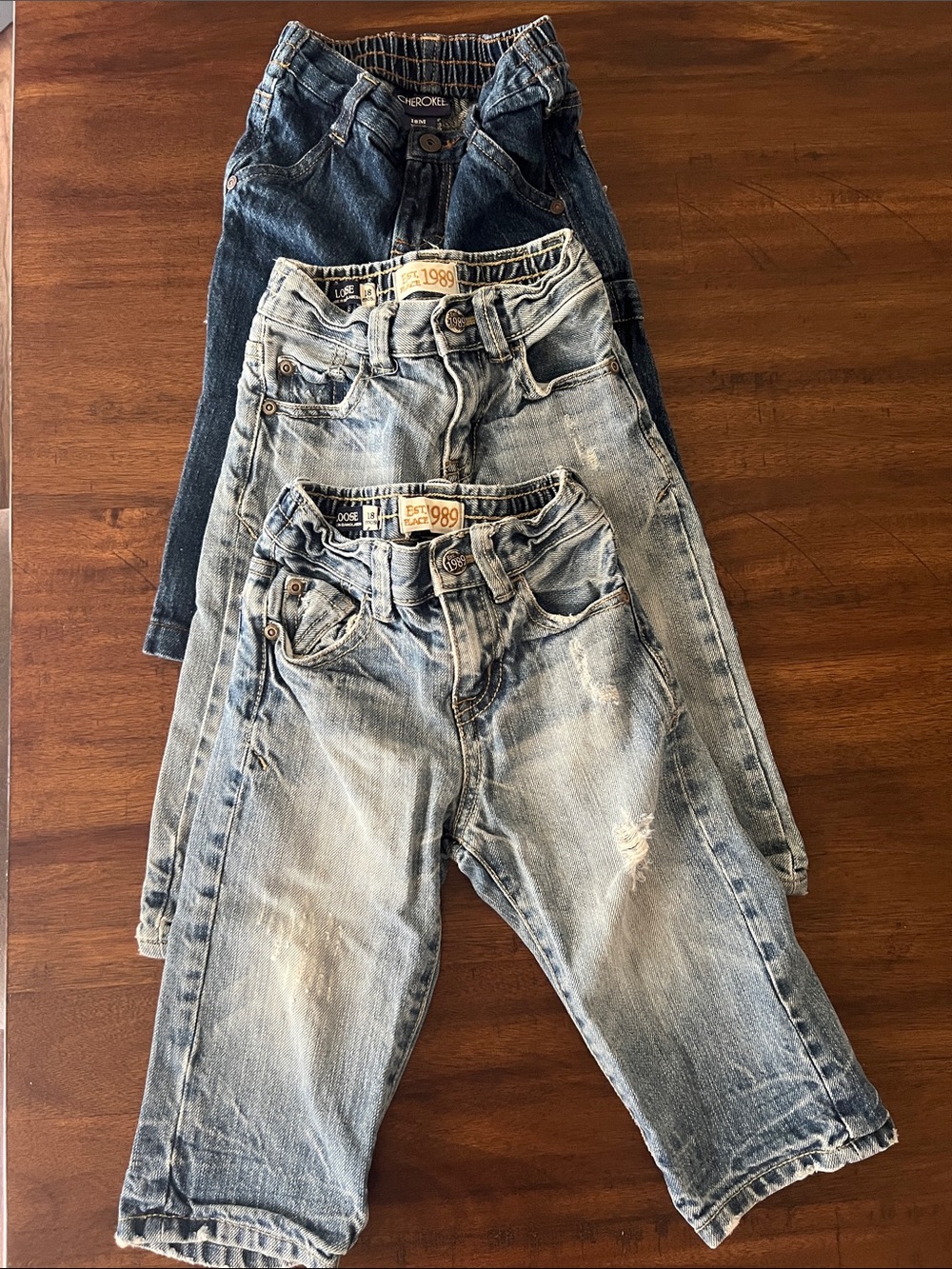 The Children's Place Boys' Light and Dark Blue Jeans Trio